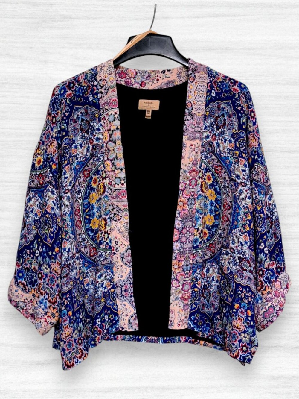 Kachel x Anthropologie Jasmine Blue Floral Paisley Medallion Boho Kimono OS